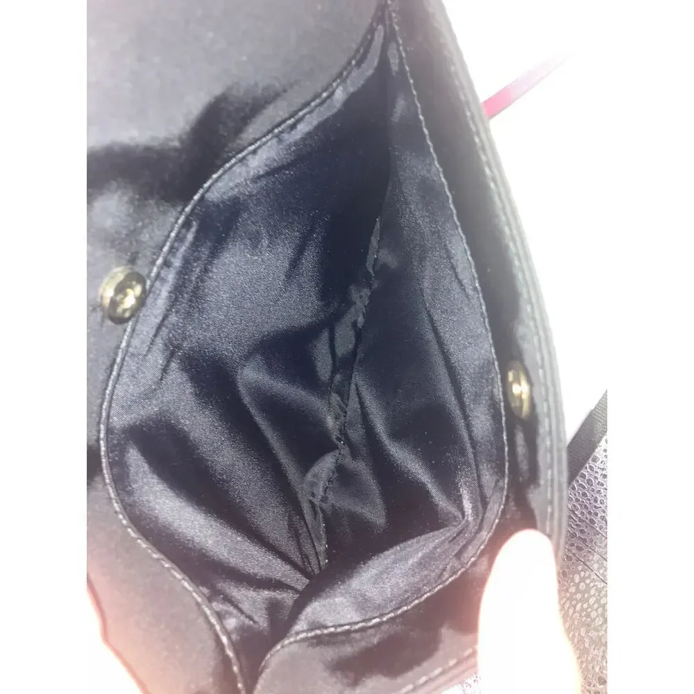 MICHAEL KORS SMALL BLACK NYLON PINK TRIM CROSSBODY BAG